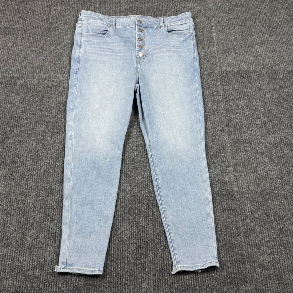 American Eagle Super High Rise Jegging Light Wash Button Fly Jeans 16 Short